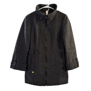 Soia & Kyo Wool Blend Textured Full Zip Women’s Size Large Coat Jacket Charcoal